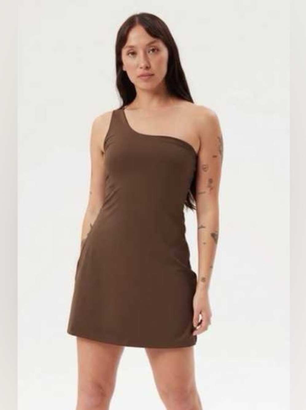 Girlfriend Collective Bianca one shoulder dress size S